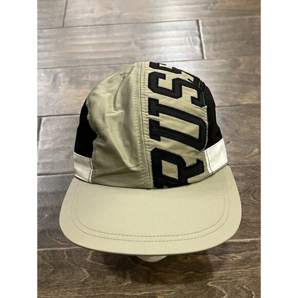 Hypeadelic Mens Khaki Tan Black 5 Panel “Russell” Adjustable Strapback Hat Cap - Picture 2 of 7